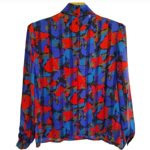 Vtg Mock Neck Blouse - Picture 4 of 8